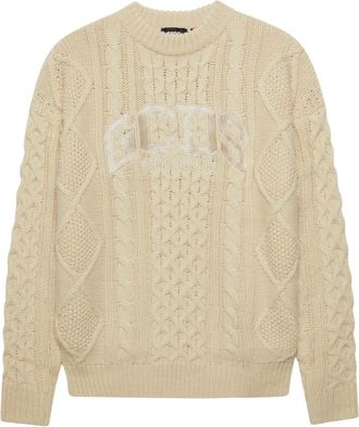 GCDS Gcds - Lounge Logo Braids Sweater - Dames - Truien - Beige - Maat: XS Wol