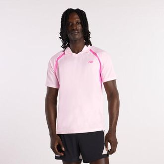 New Balance Hombre Tournament Polo en Rosa, Poly Knit, Talla XL