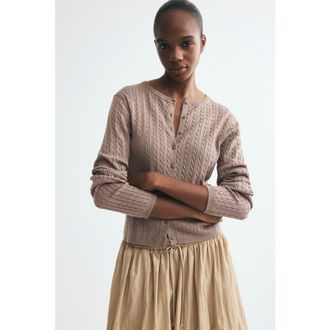 H&M Cable-knit Cardigan in Taupe at Nordstrom, Size Xx-Large