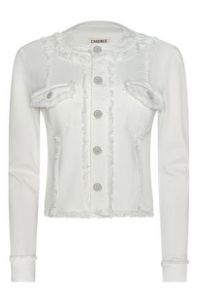 L'agence Yarin Fray Jacket in Light Ecru at Nordstrom, Size Xx-Small