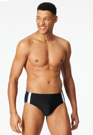 Schiesser Badeslip SCHIESSER Aqua, Herren, Gr. 10, N-Gr, 000, schwarz, Single Jersey, Obermaterial: 82% Polyamid, 18% Elasthan, Badehosen Badeslip, Bund mit Kor