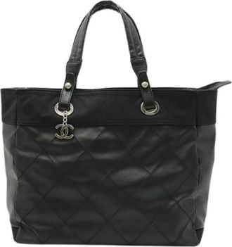 Chanel Pre-owned Paris-Biarritz Coated Canvas Tote Bag - Dames - Vintage Shopper - Zwart - ONE Size - Leer - Vintage
