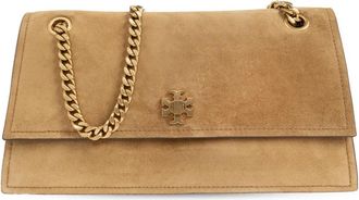 Tory Burch Kira Turnlock Suede Shoulder Bag - Dames - Schoudertassen - Bruin - ONE Size - Su&egrave;de - Tassen