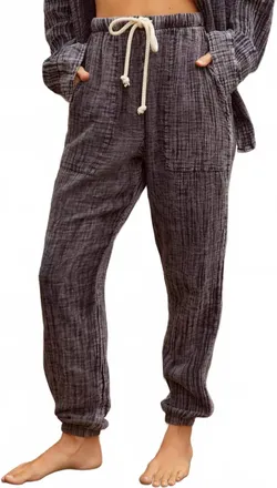 Electric & Rose Lauren Gauze Pant In Washed Black