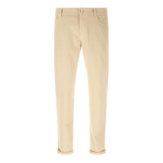 Brunello Cucinelli Garment-dyed Slim Fit Trousers - male - Brunello Cucinelli - Chinos - Beige - XL - Trousers