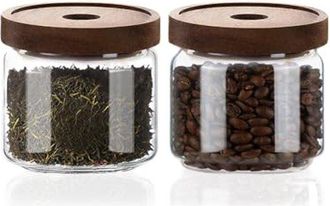 OEM Tarros De Cristal Con Tapas De Madera Herm&eacute;ticas, Mini Tarros De Cocina De 500 Ml, T&eacute; A Granel, Sal, Matcha, Frutos Secos, Salsas, Juego De 2