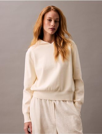 Calvin Klein Womens Tech Knit Hoodie - White - XS