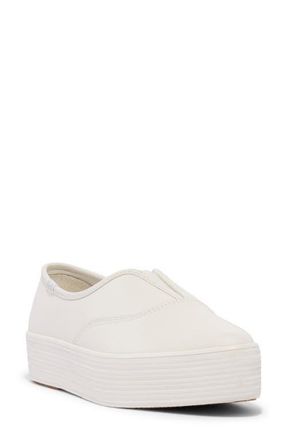 Keds Point Platform Slip-On Sneaker in White Leather at Nordstrom, Size 7.5
