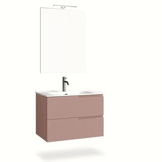 Aquadesign Mueble de ba&ntilde;o 4 piezas en mdf rosa polvo