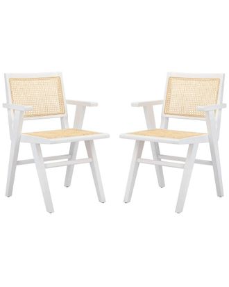 Safavieh Couture Set Of 2 Hattie French Cane Arm Chairs