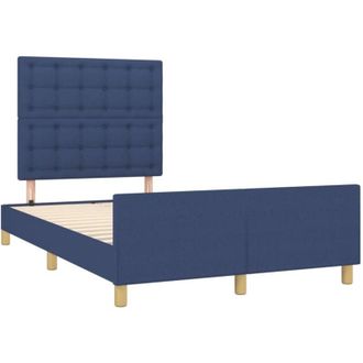 vidaXL Estructura De Cama Sin Colch&oacute;n Tela Azul 120x190 Cm Vidaxl