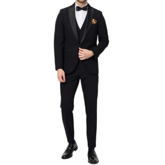 Bharnaba AB 213 3P Pak - Heren - Pakken - Zwart - Maat: 2XL Satijn