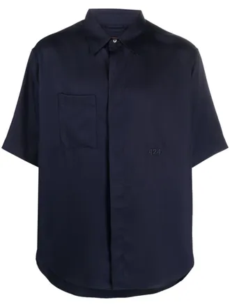 424 Overhemd met geborduurd logo - Blauw