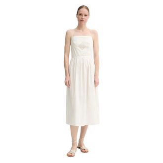 Sessun Midi Jurk - Dames - Casual kleedjes - Beige - M - Katoen - Kleedjes