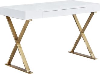 Best Master Furniture Best Master Modern Stainless Steel Frame Computer Desk - Gold High Gloss