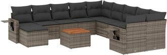 vidaXL Set De Sof&aacute;s De Jard&iacute;n Y Cojines 12 Pzas Rat&aacute;n Sint&eacute;tico Gris Vidaxl