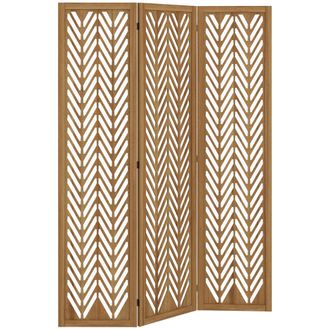HOMCOM Separador De Ambientes De Madera Perforada, Divisor De Interiores Plegable, 3 Paneles De Madera, 120 X 170 Cm, Natural
