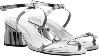 Farm Rio Silver Monstera Heel Scallop Leather Sandal