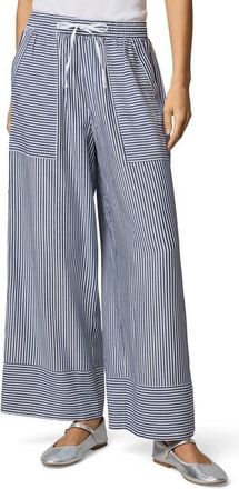 Splendid Ellie Stripe Wide Leg Drawstring Pants in Navy Blue/White at Nordstrom, Size Small