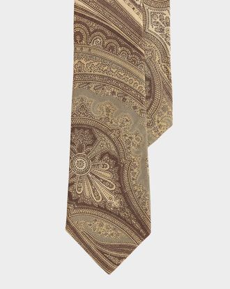 Ralph Lauren Purple Label Paisley Linen-Silk Tie