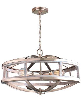 Eglo Eglo Montrose 4 Light Chandelier With Acacia Wood & Brushed Nickel Finish