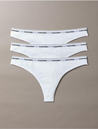 Calvin Klein Womens Modern Logo 3-Pack Low Rise Thong - White - XS