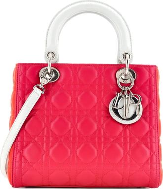 Dior Tricolor Lady Dior Bag Cannage Quilt Lambskin Medium satchel - Roze