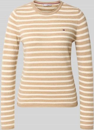Tommy Hilfiger Slim Fit Strickpullover aus reiner Wolle in Camel, Größe XXXL