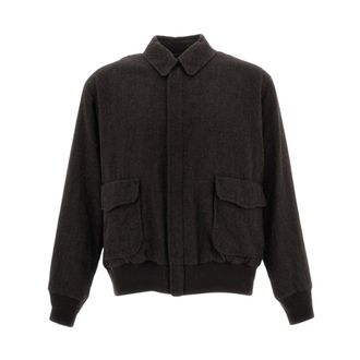 Kaptain Sunshine Kaptain Sunshine - Wollen Herringbone Flight Jacket - Heren - Jassen - Bruin - Maat: XL Wol