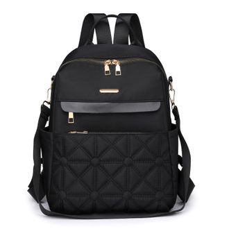 I Ihayner Nylon Backpack Purse for Women Fashion Multipurpose Handbag Ladies Shoulder Bags Quilted Casual Travel Backpack Black