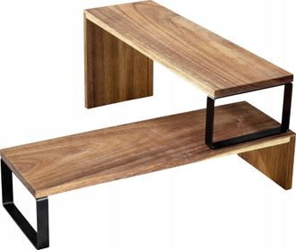 WENKO Panel De Almacenamiento De Cocina Wenko De Madera De Acacia Y Metal De 2 Niveles