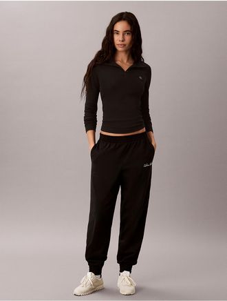 Calvin Klein Womens Logo Cotton Jersey Sleep Sweatpants - Black - XL