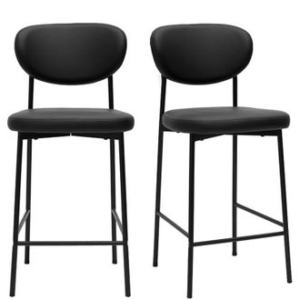 Miliboo Sgabelli da bar fissi neri H65 cm (set di 2) BREKA