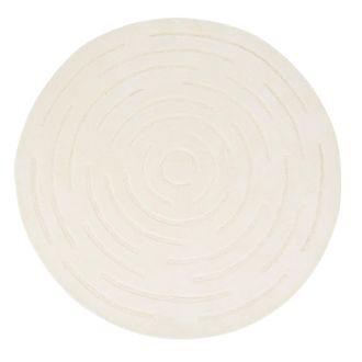 Maisons du monde Alfombra redonda de lana blanca con detalles de yute D. 200