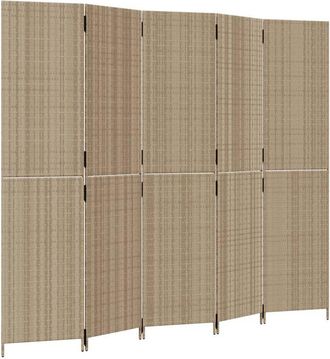 vidaXL Biombo De 5 Paneles Rat&aacute;n Sint&eacute;tico Beige Vidaxl