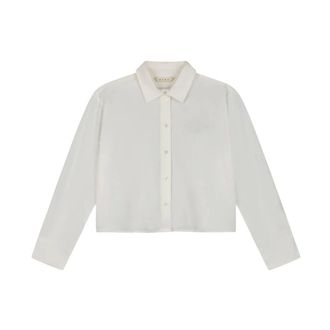 Olaf Hussein Monogram Shirt Long Sleeve Blouse - female - Olaf Hussein - Shirts - White - M - Blouses & Shirts