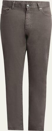 Ermenegildo Zegna Mens Comfort Linen and Cotton Five-Pocket Pants