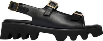 Freda Salvador Womens Mindy Lug Sole Sandal In Black Calf