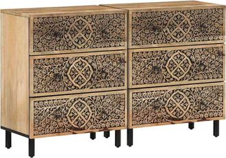 vidaXL Aparador 2 Piezas Madera Maciza De Mango 60x33x75 Cm Vidaxl