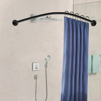 OEM Barras Curvas De Acero Inoxidable Para Cortinas De Ducha, Rieles De Esquina Extensibles Para Ducha, Color Negro