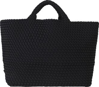 Naghedi Black St Barths Woven Pattern Neoprene Tote Bag