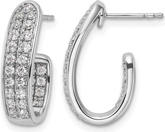 Diamond2Deal 14K White Gold 1 ct Lab Grown Diamond In and Out J- Hoop Earrings VS Clarity, G-H Color