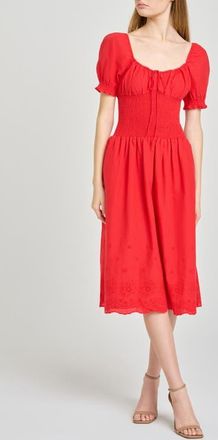 Wayf x Hannah Lovey Porter Dahlia Eyelet Detail Cotton Dress (Nordstrom Exclusive) in Red at Nordstrom, Size X-Small