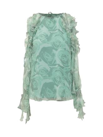 Pinko Green Floral Round Neck Top