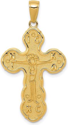 Diamond2Deal 14k Yellow Gold Satin Crucifix Pendant