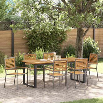 vidaXL Conjunto De Comedor De Jard&iacute;n 7 Pcs Gris Vidaxl