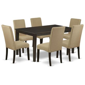 East West Furniture Dining Room Set Cappuccino, CADR7-CAP-03