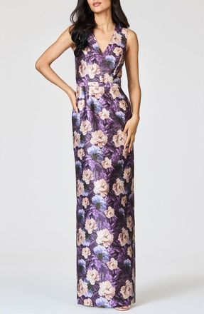 Sachin & Babi Adellyn Floral Print Sleeveless Column Gown in Winter Peony at Nordstrom, Size 10