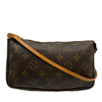 Louis Vuitton Brown Coated Canvas Leather Pochette Pouch (Pre-Owned)