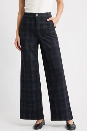Wit & Wisdom Whitney Skyrise Flat Front Wide Leg Pants in Ultra Navy Multi at Nordstrom Rack, Size 12